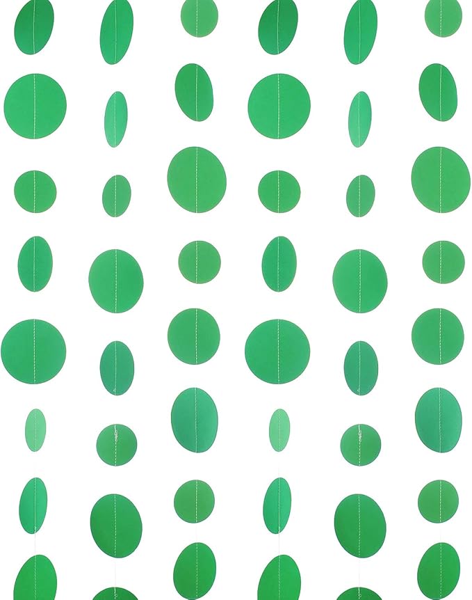 Green Paper Garland Circle Dot Party Banner Streamer Backdrop Hanging by WEVEN