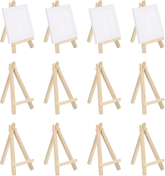 MECCANIXITY Mini Wood Display Easels, 4.9"x2.8"A-Frame Painting Tabletop Easels by MECCANIXITY