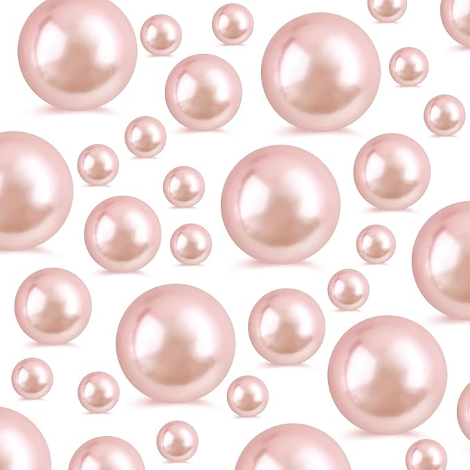 520Pcs Rose Gold Glossy Beads for Centerpiece Decor, Artifical Pearls Vase by EGKamhFloatingBeadsPearls