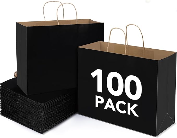 BURVAGY 16x6x12 Inch 100 Pcs Kraft Paper Bags by BURVAGY