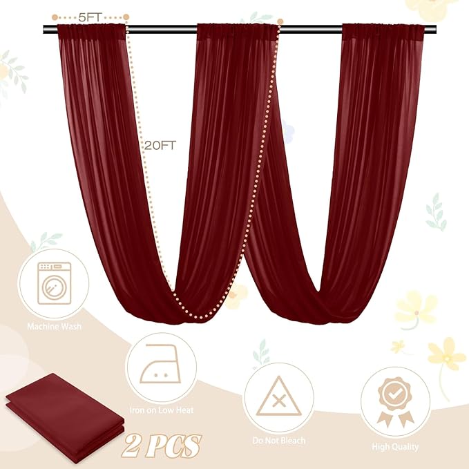 FUHSY Ceiling Drapes Wedding Arch Draping Fabric Chiffon Fabric Drapery - Image 4