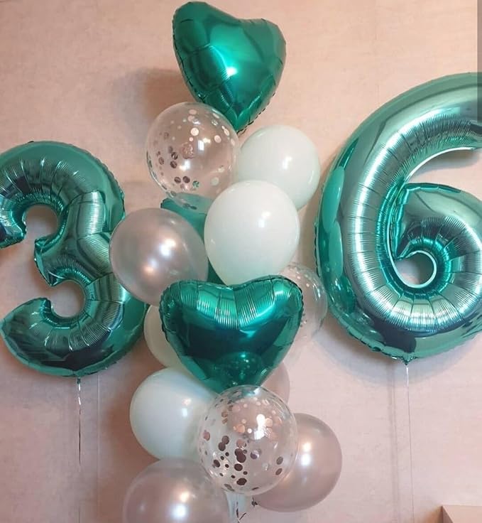 Teal Blue 40 Inch Mylar Foil Number 6 Balloon, Birthday Digital Balloons - Image 5