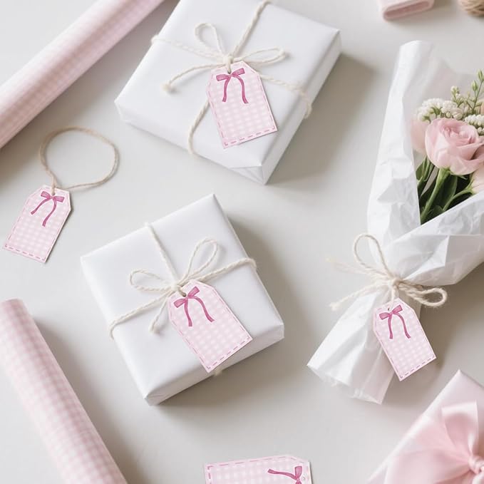 100Pcs Coquette Pink Bow Gift Tags - Image 3