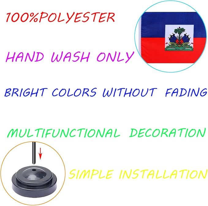 WXTWK 2 Pack Haiti Flag Haiti Deluxe Desk Flag Set - Image 3