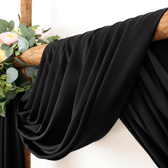 Wedding Arch Draping Fabric 1 Panel 30'' x 18FT Black Sheer Chiffon Arch Drapery - Image 2