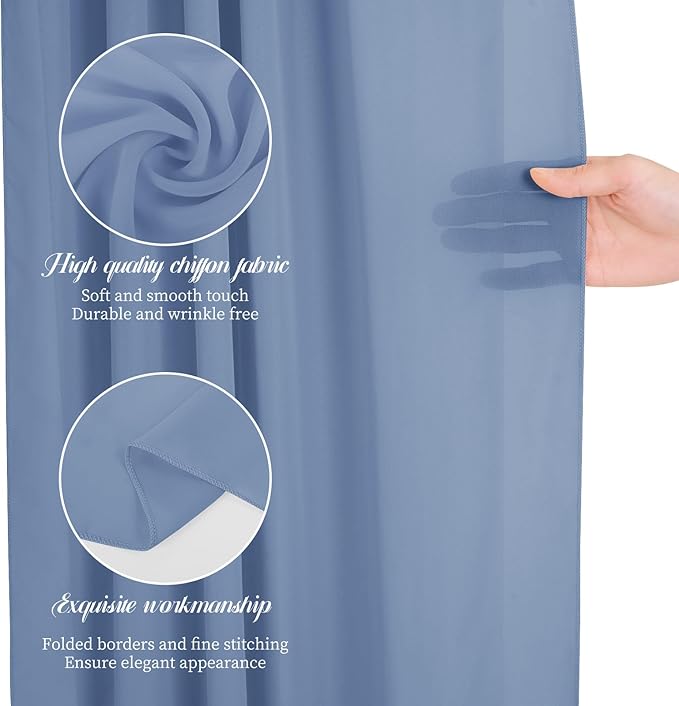 Dusty Blue Sheer Chiffon Wedding Arch Draping Fabric, Polyester Chiffon - Image 3