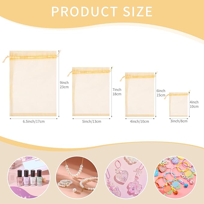 Organza Bags 4x6 Inch 50 Pack Small Mesh Gift Bags Drawstring - Image 2