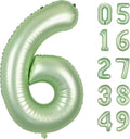 40 Inch Sage Green Mylar Foil Number 6 Birthday Balloon, Digital Balloons by Upgesy