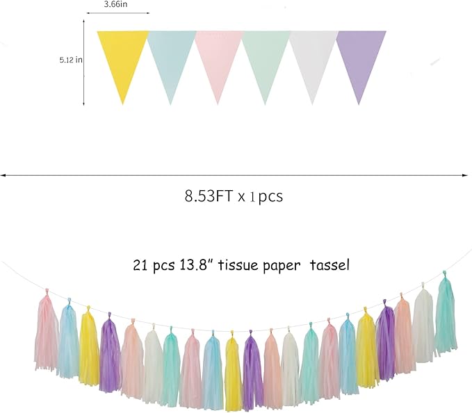 Pastel Rainbow Party-Decorations Supplies Streamers-Garland - Image 4