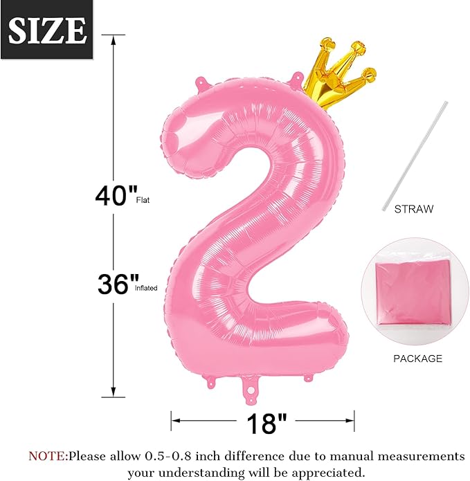 40 Inch Pink Number Balloon 0-9 - Image 2