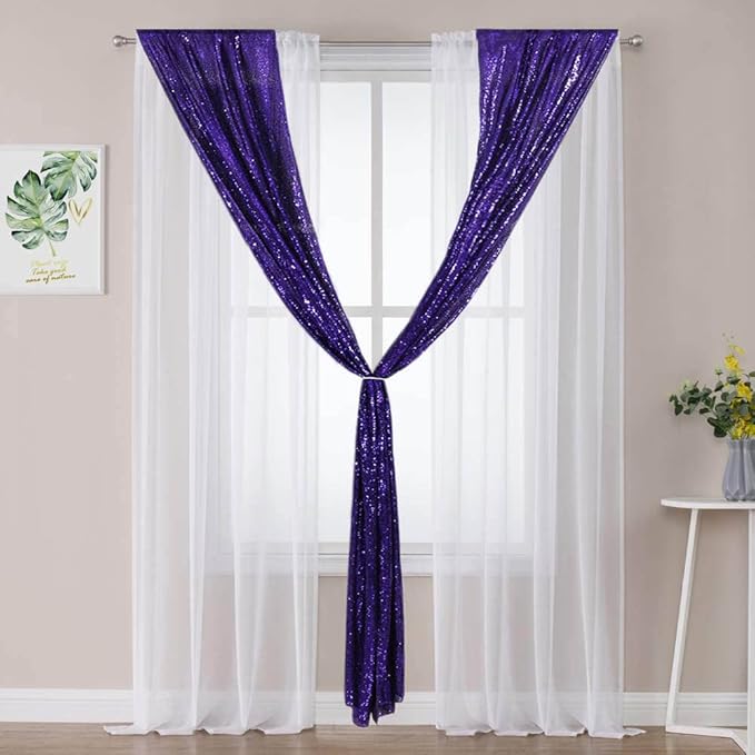 Eternal Beauty Purple Sequin Backdrop Curtains, Halloween Shimmer Back Drop - Image 7