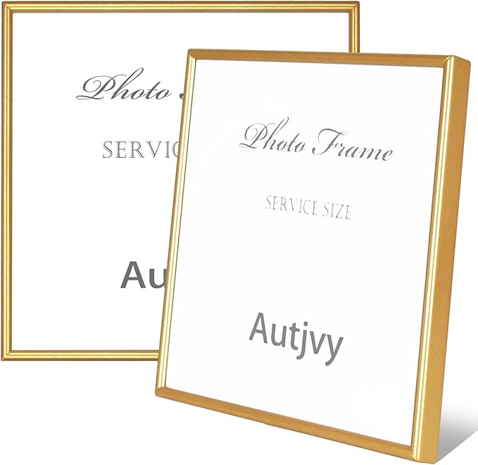 4x4 Picture Frame Matte Gold Modern Simple Thin Aluminum Metal Photo Frame by Autjvy