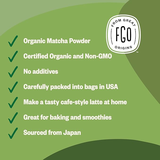 FGO Organic Matcha Green Tea Powder, Japanese Culinary Grade - Image 4