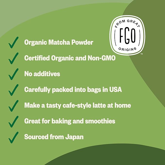 FGO Organic Matcha Green Tea Powder, Japanese Culinary Grade - Image 4