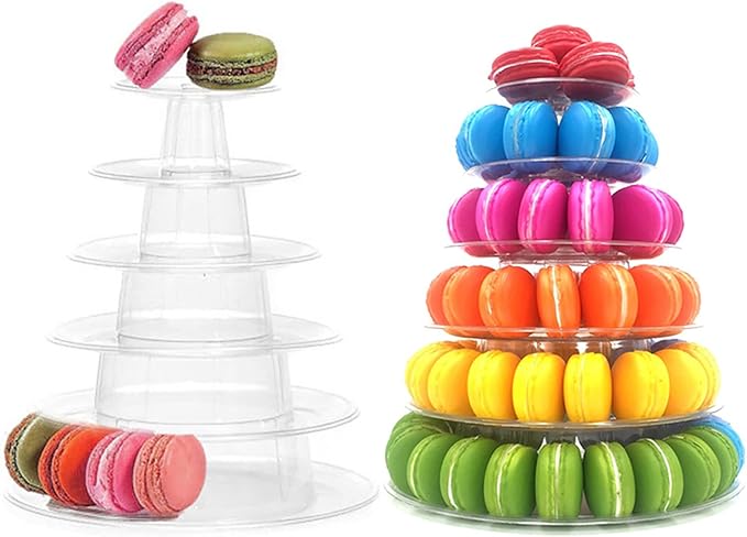 6 Tiers Round Macaron Tower Stand Plastic Transparent Cake Stand Macaron by Ufurty