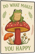 Funny Frog on Mushroom Metal Sign by Unknown