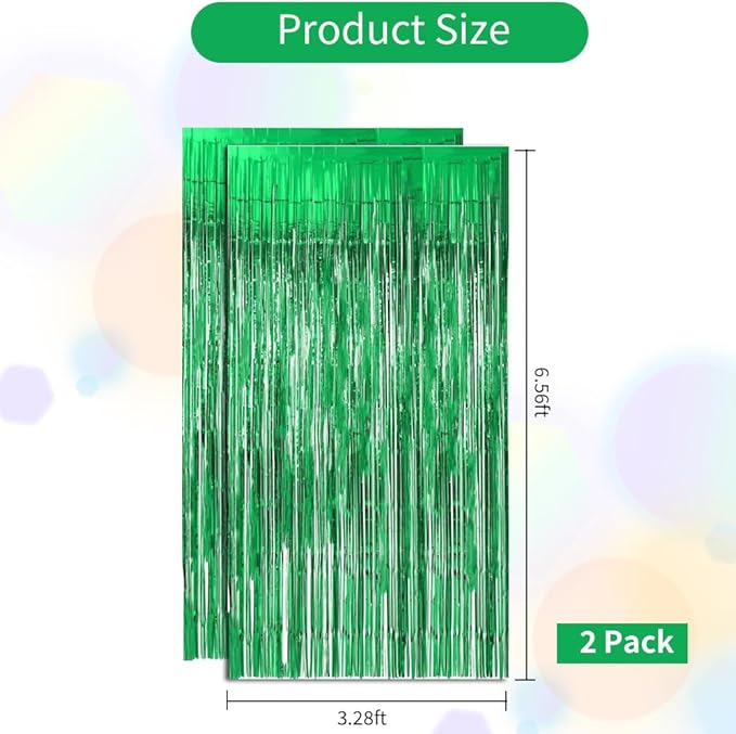 BEISHIDA 2 Pcs Green Door Streamers Tinsel Curtain Party Streamers Backdrop - Image 2