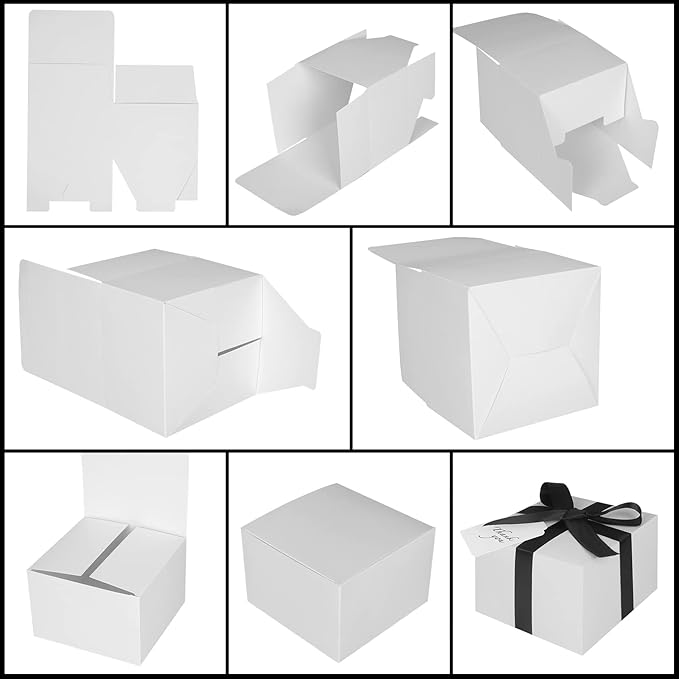 COTOPHER Small Gift Boxes 10 Pack 6x6x4 inches White Gift Boxes - Image 6