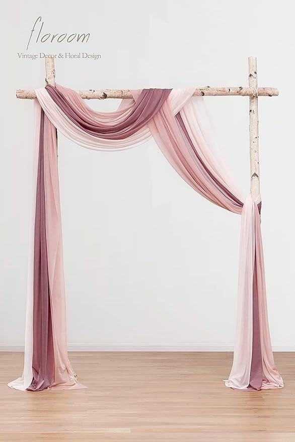 Floroom Wedding Arch Draping Fabric 3 Panels 20Ft Chiffon Fabric Drapes Arbor - Image 2