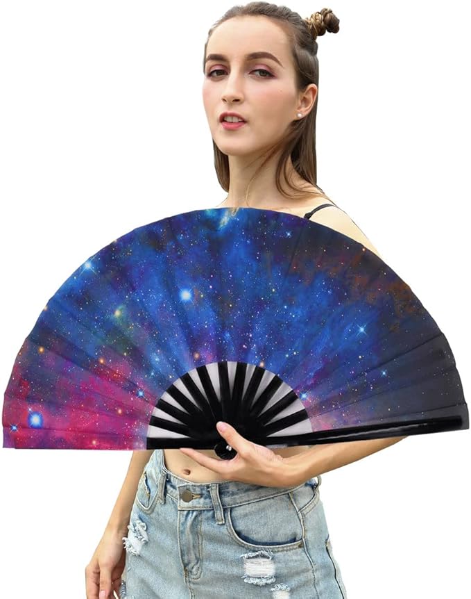 Amajiji Large Folding Hand Rave Fan Popping Fan - Image 4
