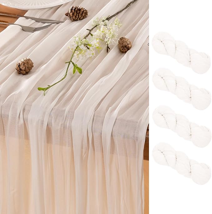 Ivory Table Runner Cheesecloth Table Runner 4 Pack 10FT Farmhouse Table Runners by LINXTAR