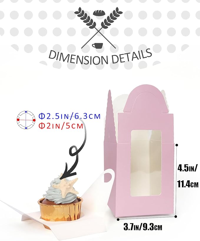 qiqee Lavender Cupcake Boxes Individual Cupcake Holders Disposable 50pcs Single - Image 5