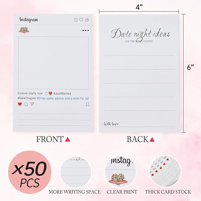 Bridal Shower Games Bridal Shower Advice Cards Wedding Games 50 Guests Advice - Image 5
