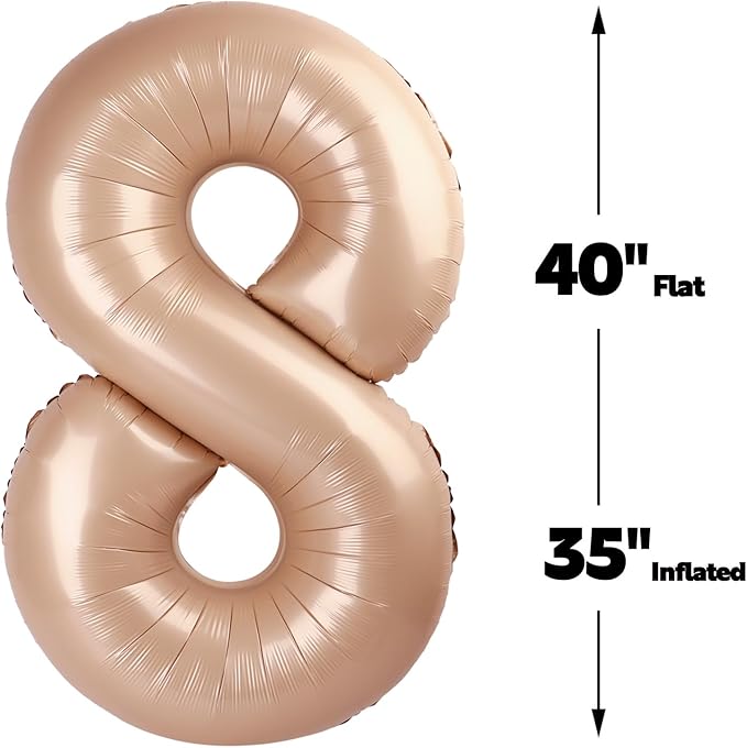 Helium Foil Light Brown Number 8 Balloon 40 Inch, Mylar Eight Numbers 8 18 28 - Image 3