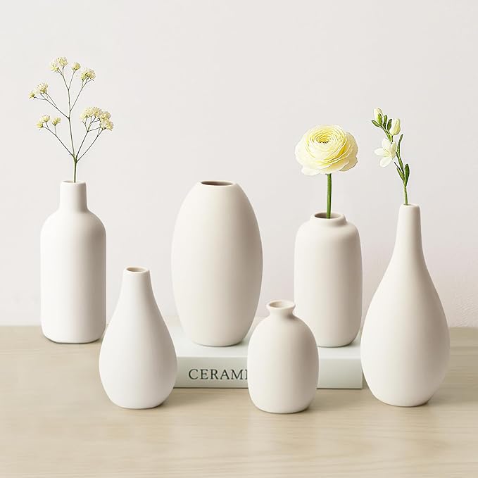 BEAHOT Ceramic Vases Set of 6, Modern Design by BEAHOT