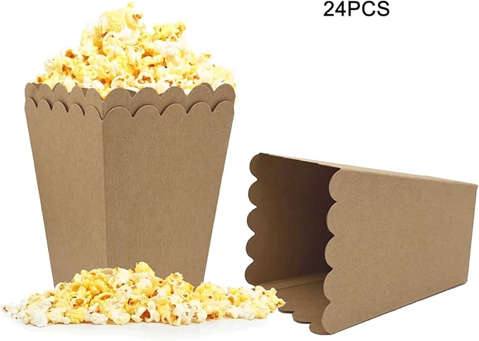 Kraft Paper Popcorn Boxes Mini Paper Popcorn Box Cardboard Popcorn Container - Image 3