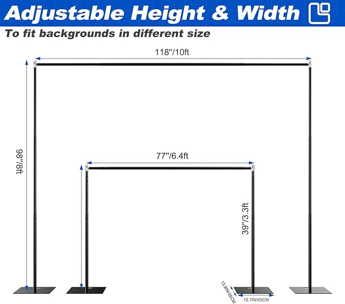 Pipe and Drape Backdrop Stand 8ftx10ft Adjustable Background Support System - Image 4