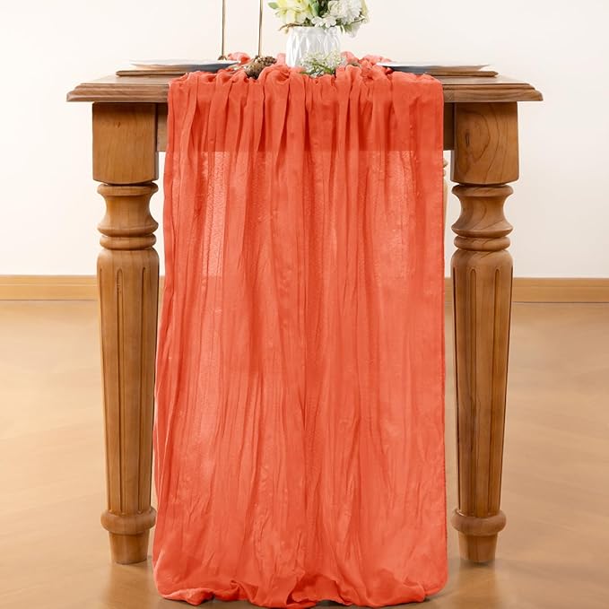 Orange Table Runner Cheesecloth Table Runner 10FT Farmhouse Table Runners 120 - Image 4