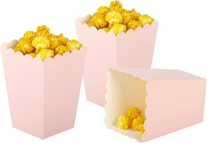 Pink Popcorn Boxes Mini Pack of 24, Paper Popcorn Container by AimtoHome