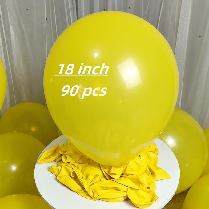 90 Pack Yellow Balloons 18 inch Yellow Latex Big Balloons - Image 2