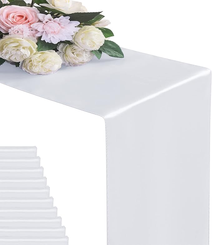 6Pack Table Runner 12 x 108 Inches Satin Silk Table Runner by flohar