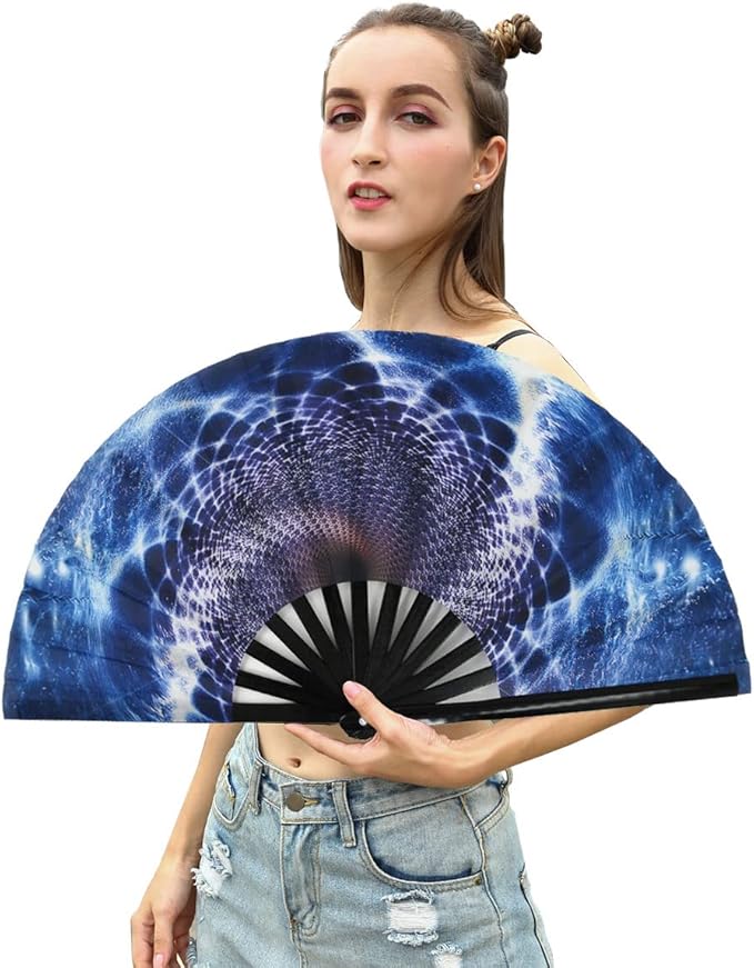 Amajiji Large Folding Hand Rave Fan Popping Fan - Image 4
