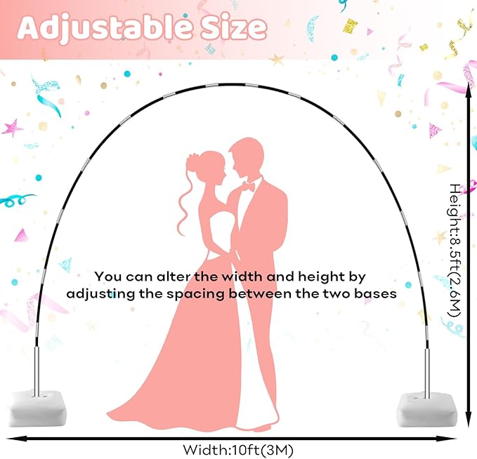 Paready Black Balloon Arch Stand Kit, Adjustable Balloon Arch Stands - Image 3