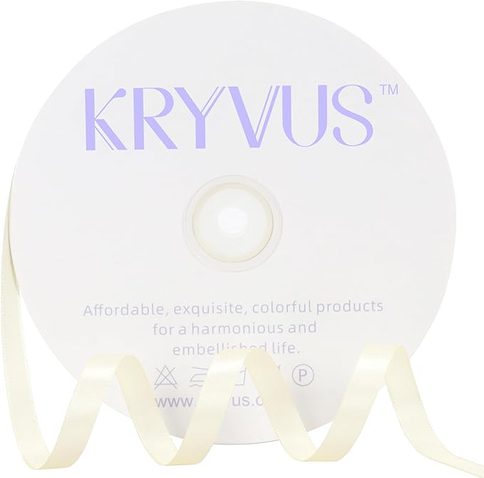 Beige Satin Ribbon 3/8 inch X Continuous 100 Yards, Single Face Polyester by Kryvusribbon