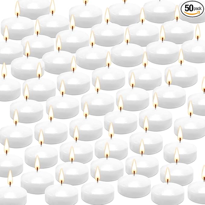 50 Floating Candles, Smoke-Free and odorless, Burning continuously by CAKETYCG
