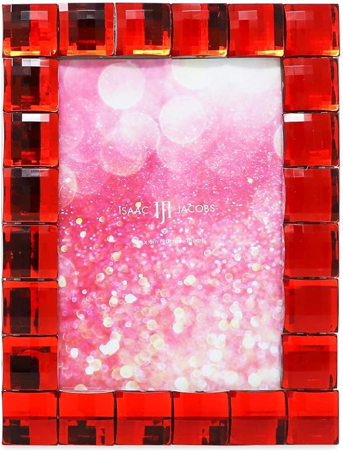Isaac Jacobs Decorative Sparkling Red Jewel Picture Frame, Photo Display & Home - Image 2