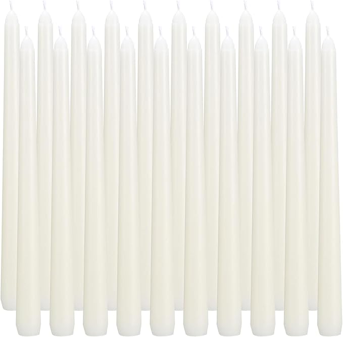 20 Ivory 10 Inch Unscented Smokeless Taper Candles - Image 2