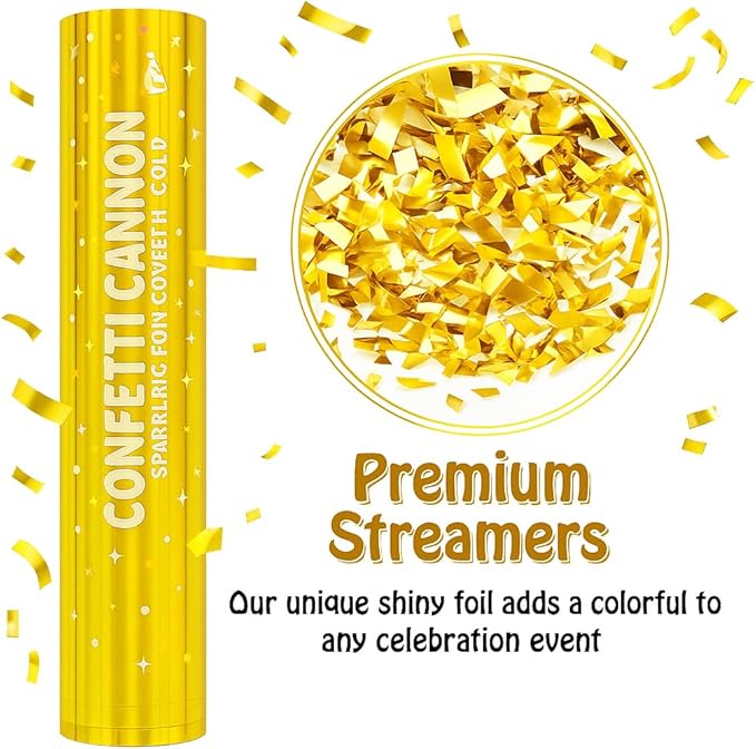 5 Pack Confetti Poppers gold– 12 Inch Confetti Blaster - Image 3