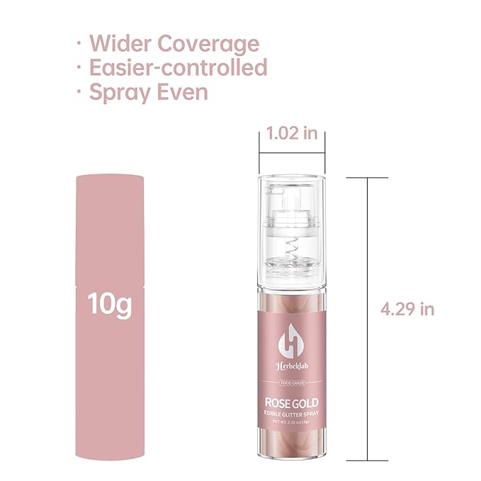 Rose Gold Edible Glitter Spray 10g Herbeklab Edible Rose Gold Glitter - Image 3