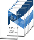 YULEER 8 Pack Acrylic Sign Holder 8.5x11, Plastic Paper Frame by YULEER