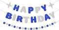 Royal Blue and Silver Happy Birthday Banner-Happy Birthday Decorations by Unknown