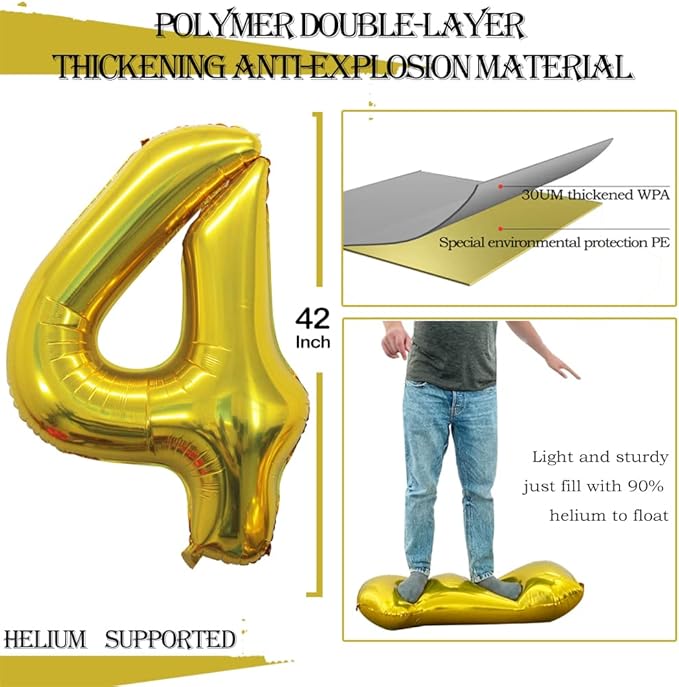 GOER Number 40 Balloons for 40th Birthday Party Decorations, 42 Inch Jumbo Foil - Image 2