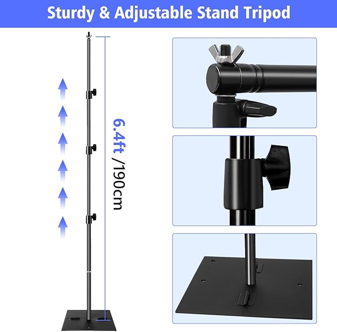 SLOW DOLPHIN Pipe and Drape Photography Backdrop Stand Kit Adjustable Photo - Image 3