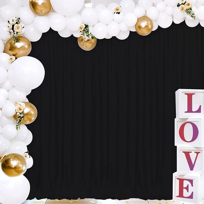 Joydeco Black Backdrop Curtain for Parties, Wrinkle Free Black Backdrop Drapes - Image 5