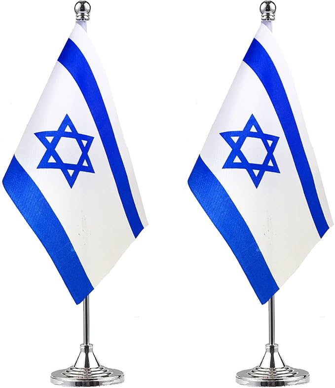ZXvZYT 2 Pack Israel flag Israeli Table Flag Small Mini Israeli Desk Flags by ZXvZYT