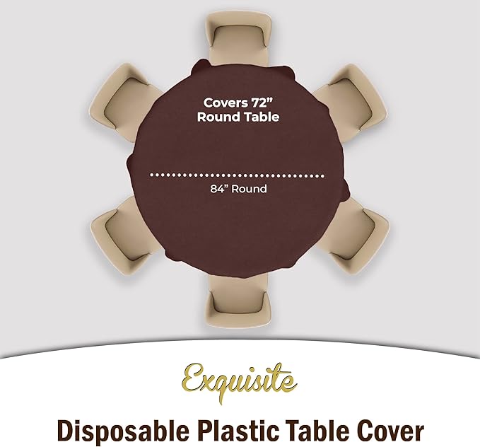 Exquisite 12-Pack Premium Plastic 84-Inch Round Tablecloth - Image 4